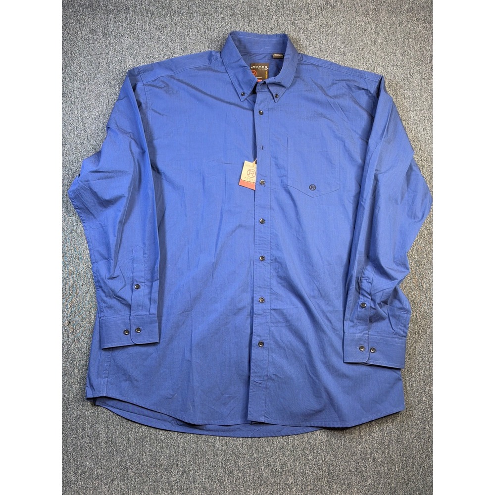 Roper Wear the West Mens 2XL Blue Button Down‎ Shirt Long Sleeve Cotton